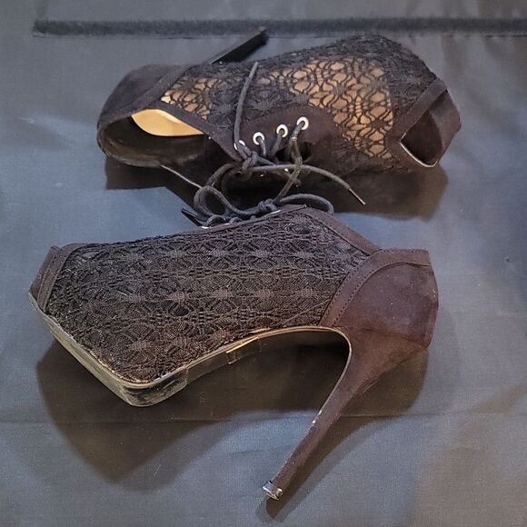 CHASE+CHLOE MESH LACE DESIGN PEEP TOE HIGH HEEL STILETTO PUMP - Picture 9 of 15